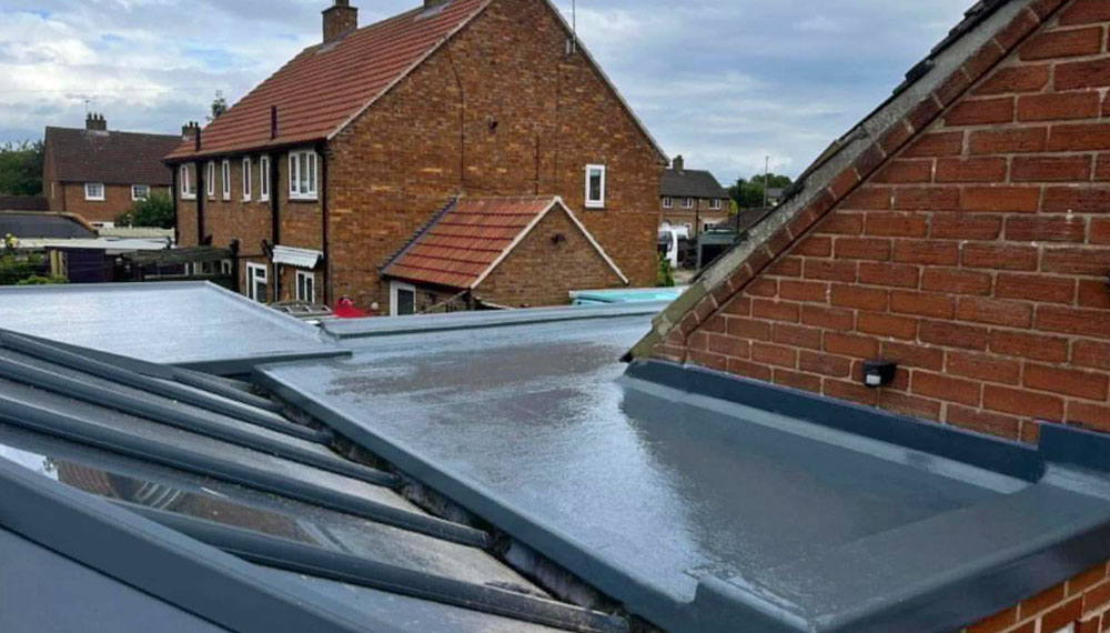 GRP flat roof installation on rear extension