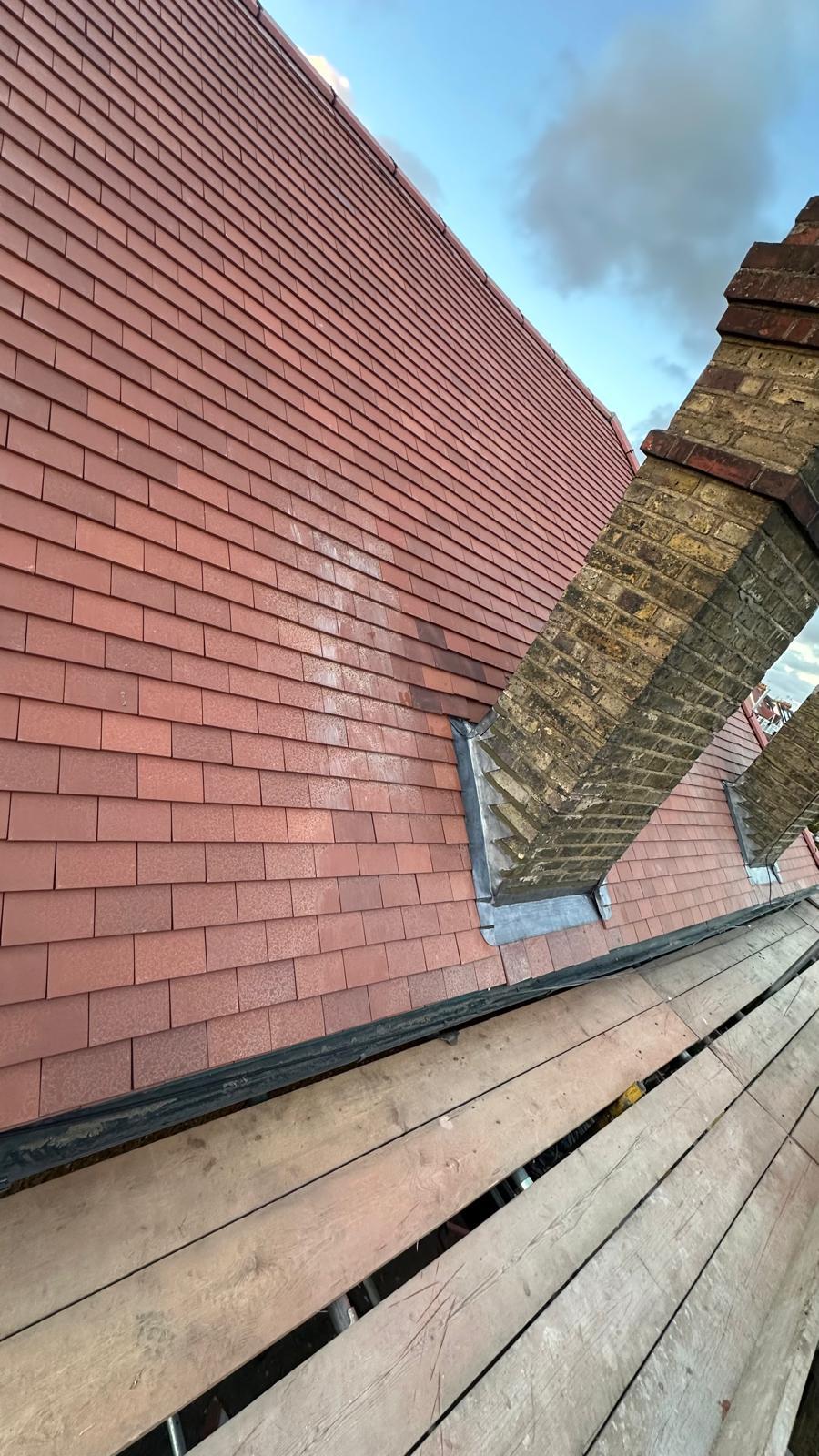 Re-roofing in progress