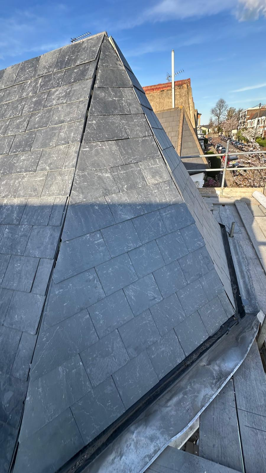Lead abutment flashing on extension roof