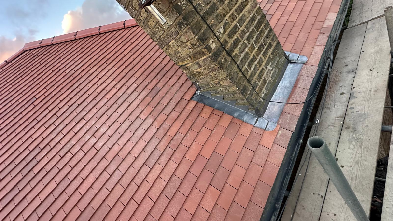 Stepped lead flashing detail on period property