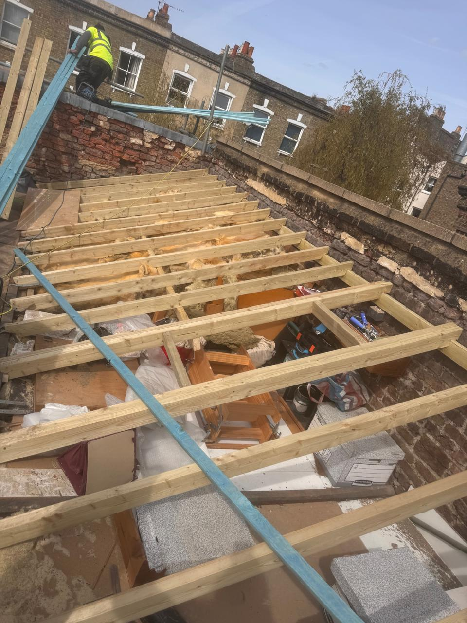 New roof joists being installed